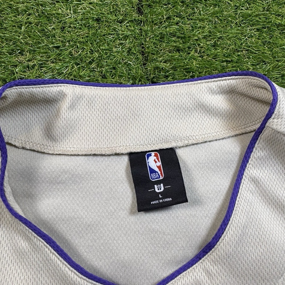 Los Angeles Lakers Baseball Jersey Mens‎ Large Beige Embroidered NBA LeBron Luka - Picture 7 of 8